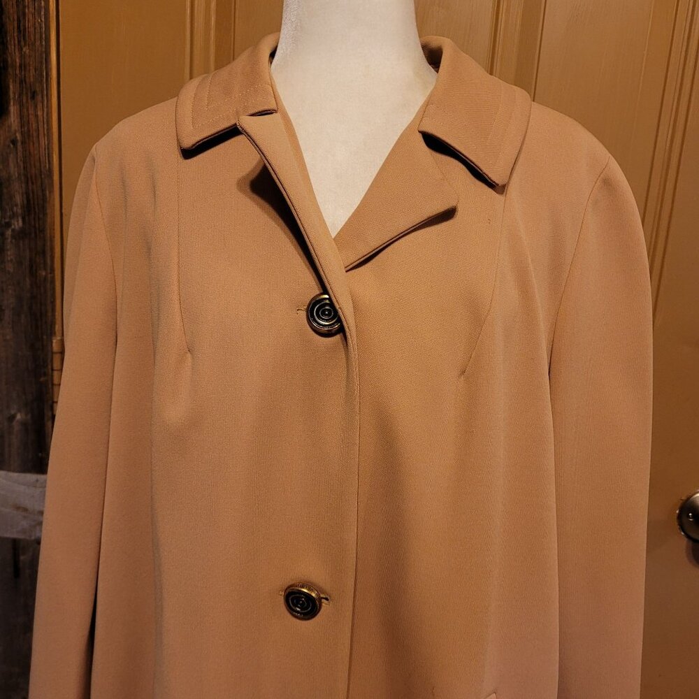 Vintage Montgomery Ward 1970s Women's Small Camel Color Coat A-line Collared - Picture 7 of 10